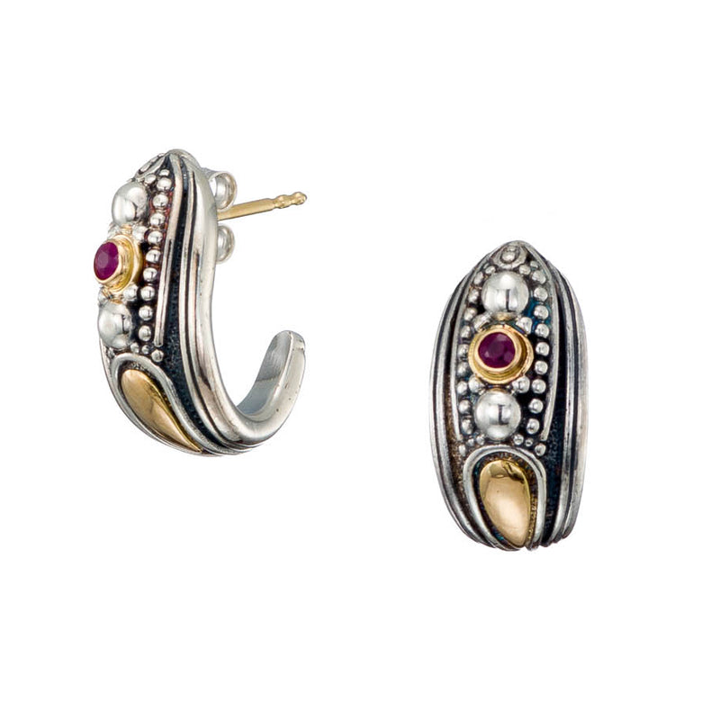 Sparta Half Hoop Earrings - 18k Gold & Sterling Silver - Hoop Earrings