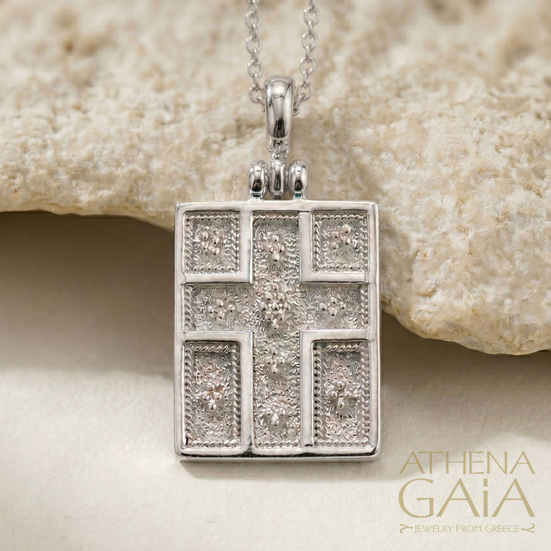 Byzantine Tablet Konstantinata - Sterling Silver - Greek Cross