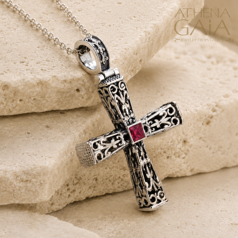 Pillars Orthodox Cross (Small) - Sterling Silver - Byzantine Cross