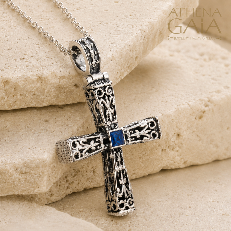 Pillars Orthodox Cross (Small) - Sterling Silver - Byzantine Cross