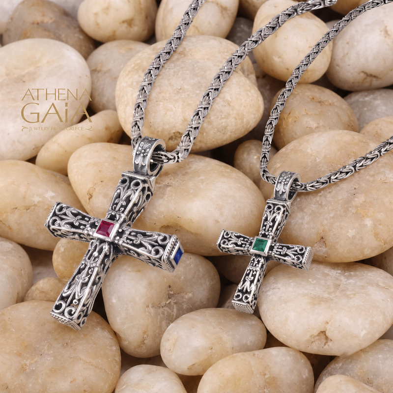 Pillars Orthodox Cross (Small) - Sterling Silver - Byzantine Cross