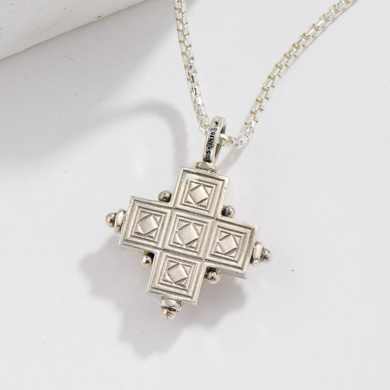 Rustic Silver Cross (Large) - Sterling Silver - Greek Cross Necklace