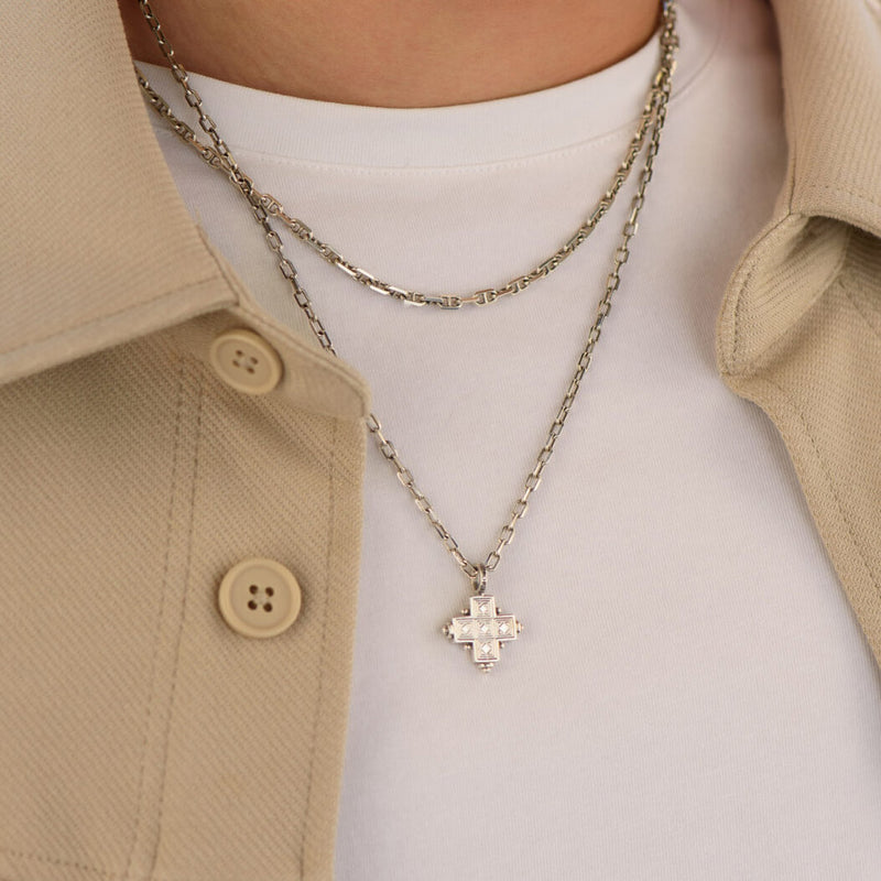 Rustic Silver Cross (Small) - Sterling Silver - Greek Cross Necklace
