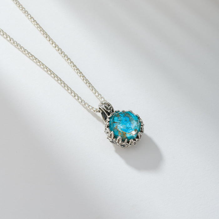 Pop Rocks Ivy Bezel Round Pendant - Sterling Silver Pendant