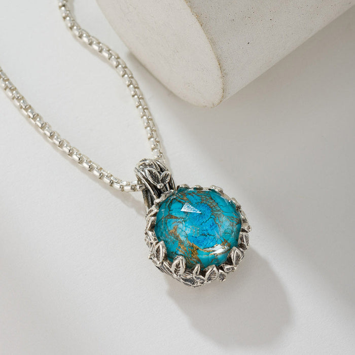 Pop Rocks Ivy Bezel Round Pendant - Sterling Silver Pendant