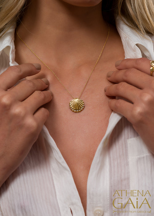 Olympian Aphrodite Seashell Pendant with Necklace