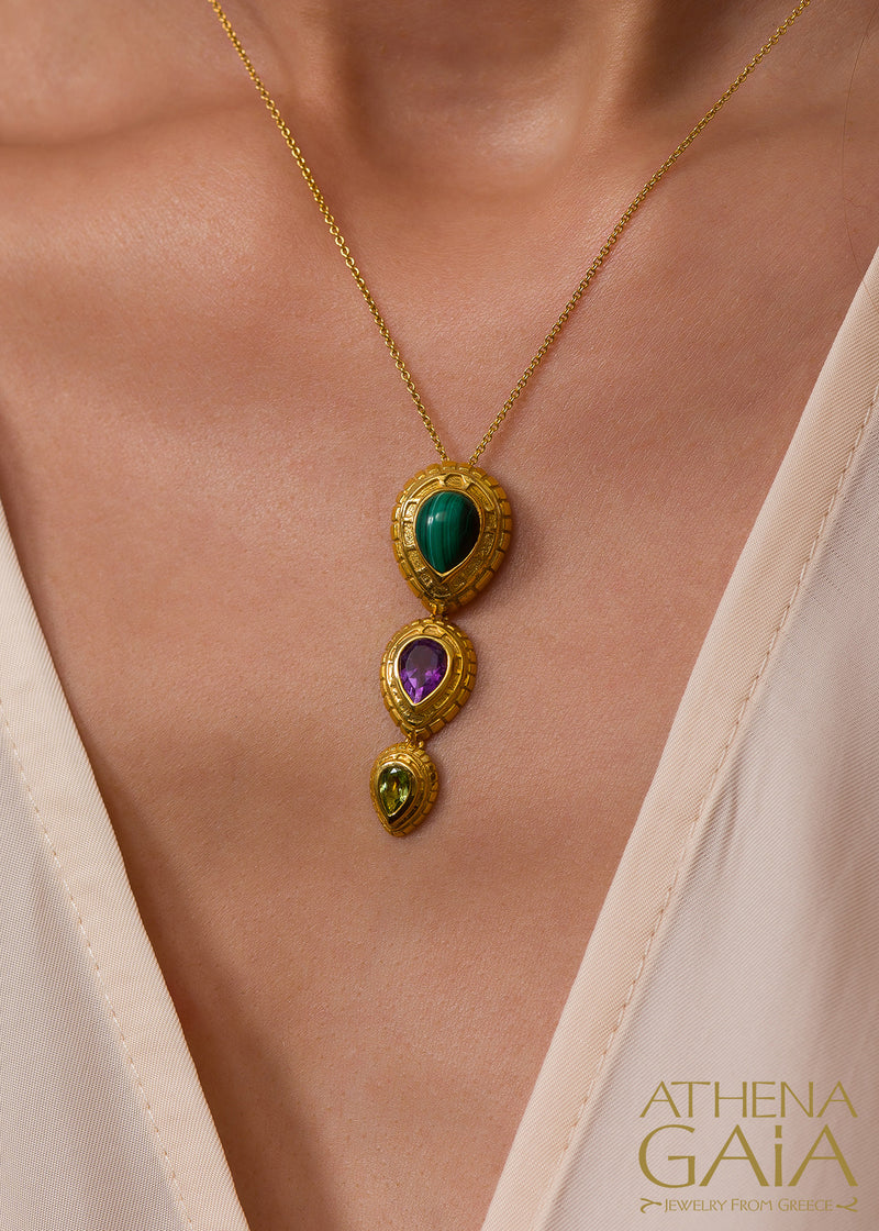 Cosmos Triple Stone Necklace - 18k Gold Necklace