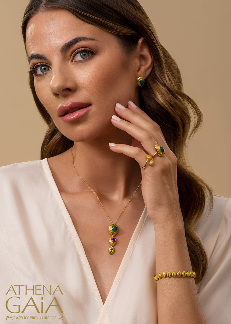 Cosmos Triple Stone Necklace - 18k Gold Necklace