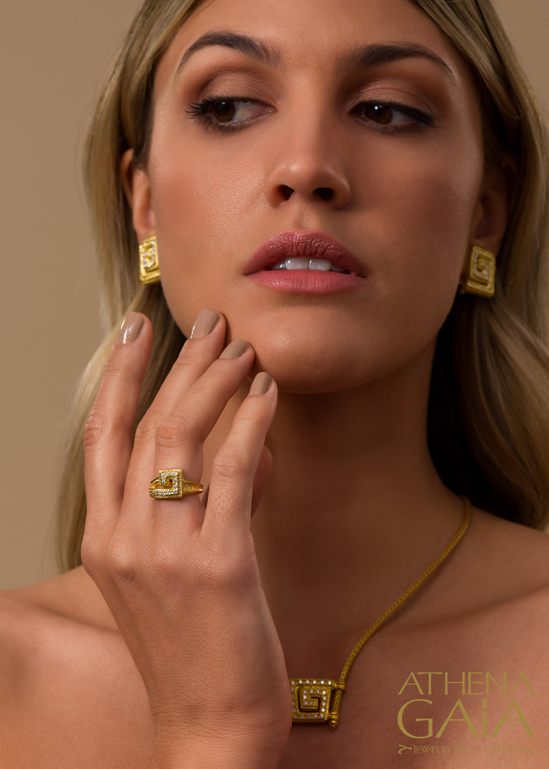 Meander Diamond Ring - 18k Gold Ring - Cocktail Ring