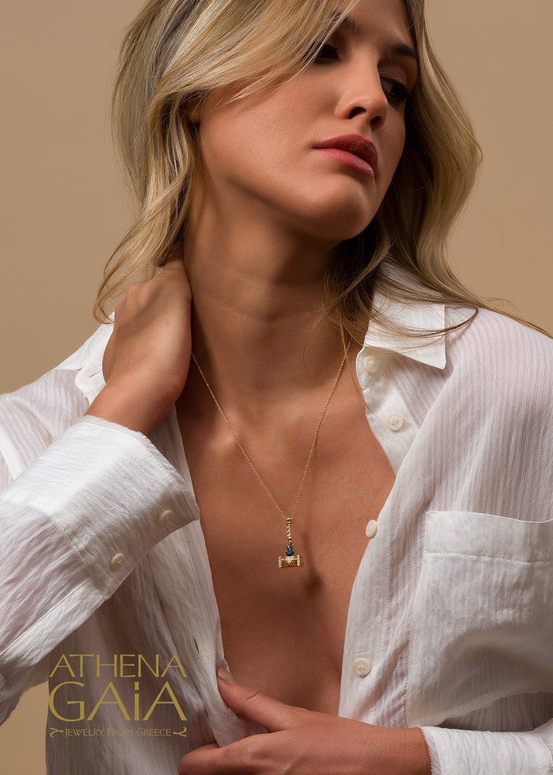 Olympian Hephaestus Hammer Pendant Necklace - 18k Gold Necklace