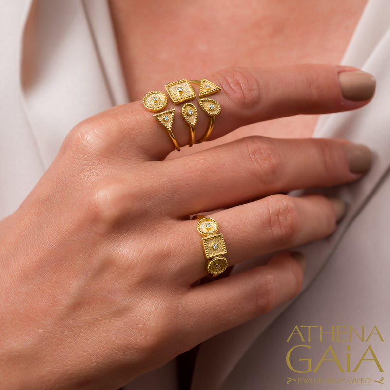 Geometric Light Ring - 18k Gold Ring - Cocktail Ring