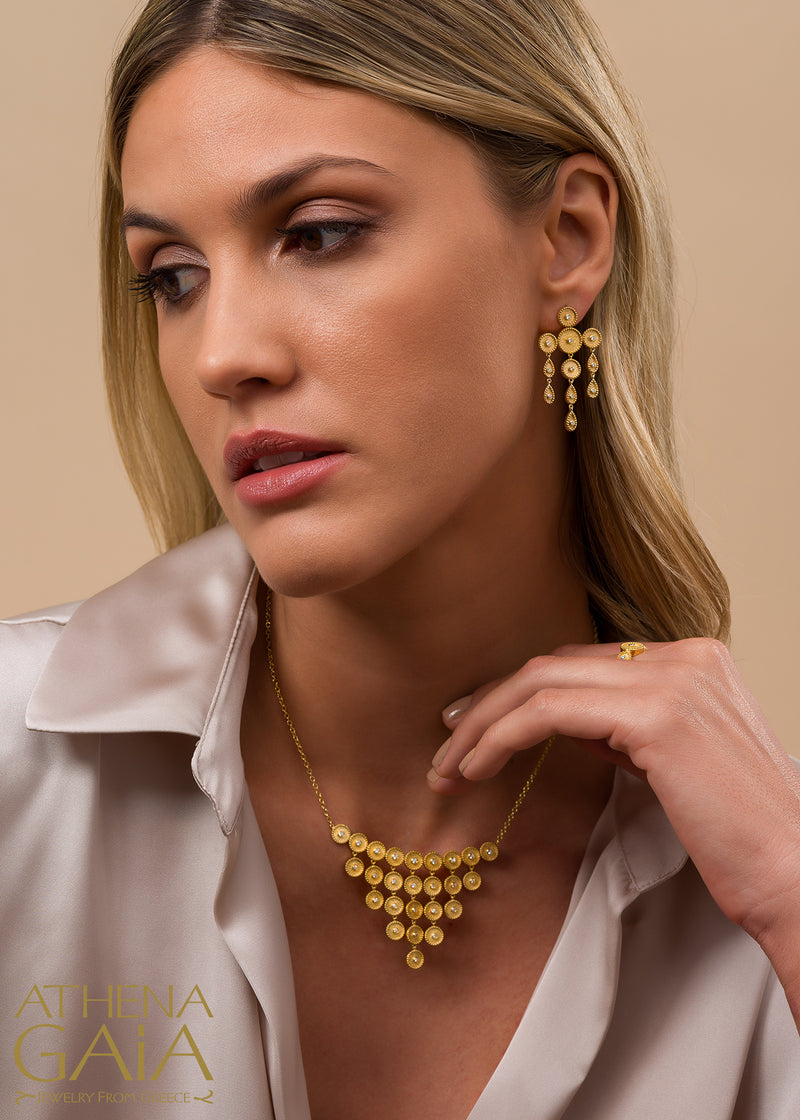 Geometric Circle Drop Earrings - 18k Gold Earrings - Chandelier Earrings