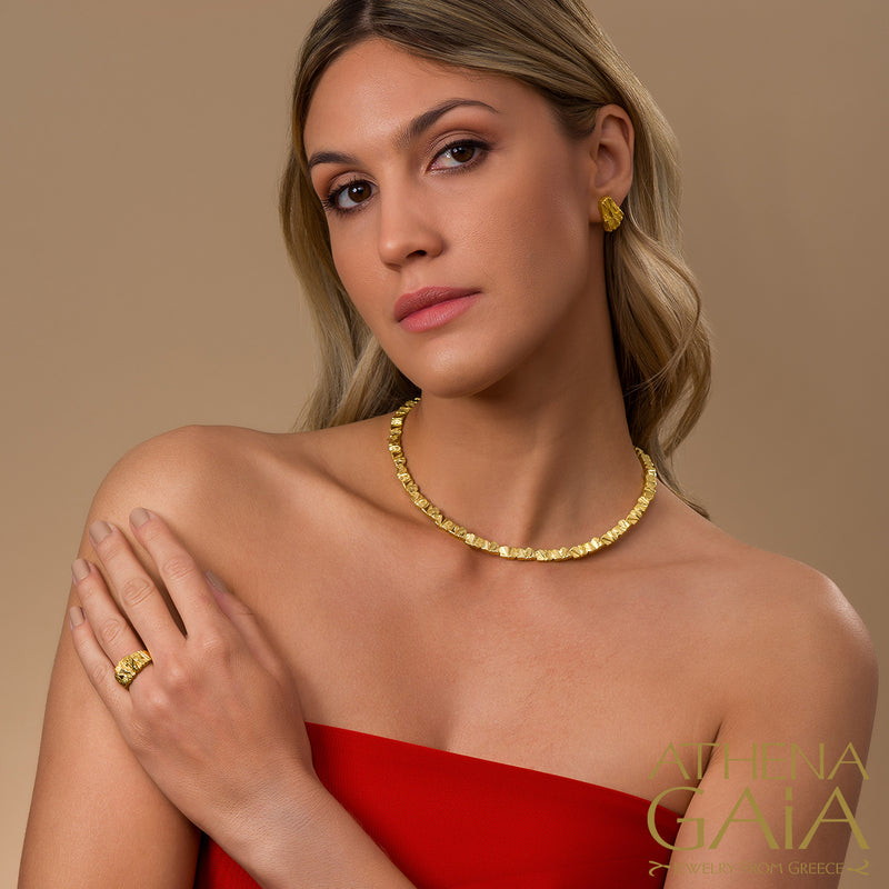 Veiled Earth Scripts "Rocks" Necklace - 18k Gold Necklace