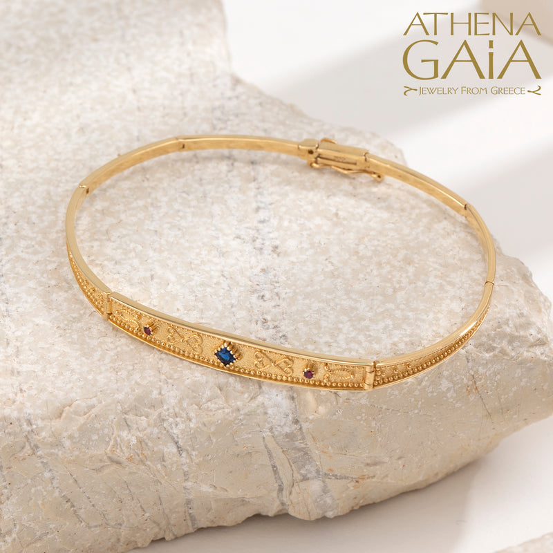 Narrow Byzantine Segmented Bracelet - 14k Gold Bracelet