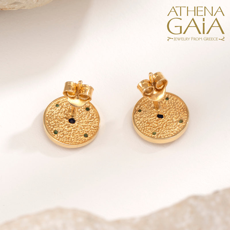 Round Byzantine Earrings - 14k Gold Earrings - Stud Earrings