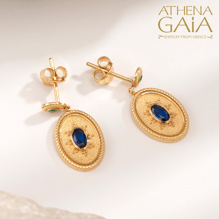 Al'Oro Oval Byzantine Drop Earrings