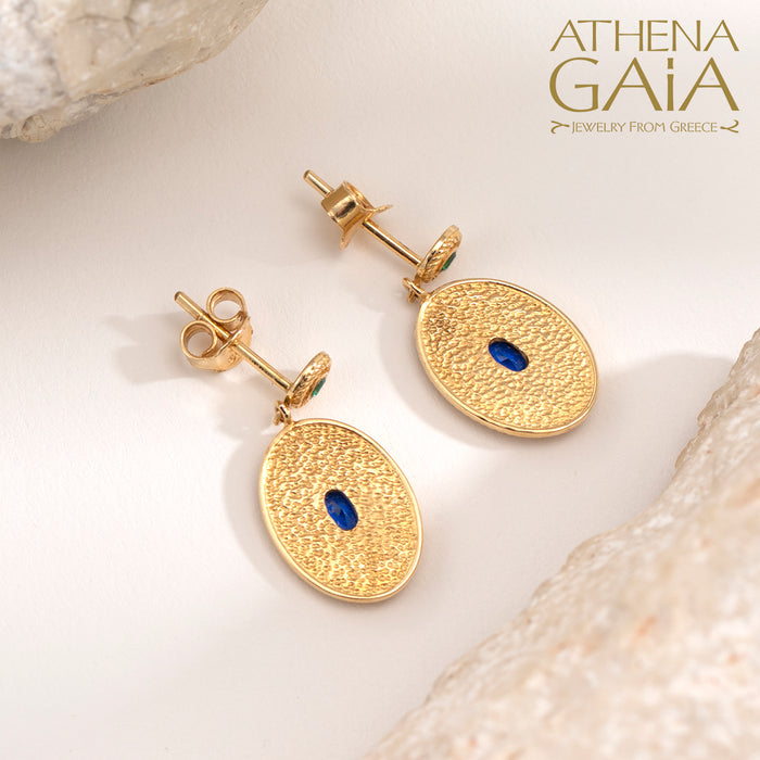 Al'Oro Oval Byzantine Drop Earrings
