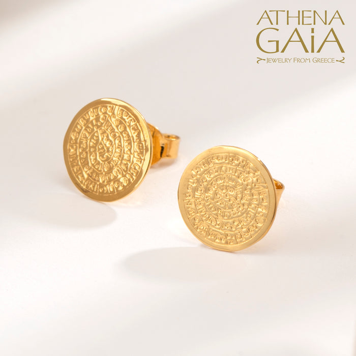 Al'Oro Phaistos Disc Stud Earrings