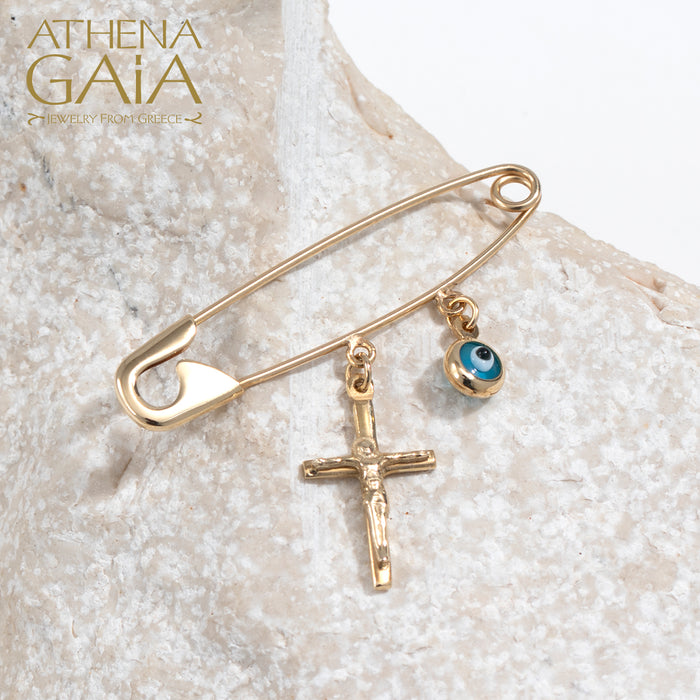 Al'Oro Mati and Crucifix Filakto Newborn Pin