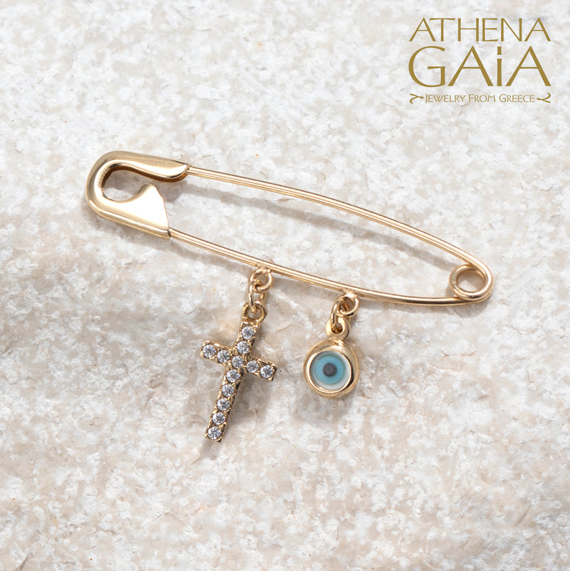 Mati and Medium Cross Filakto/Phylactery/Martyrika Pin