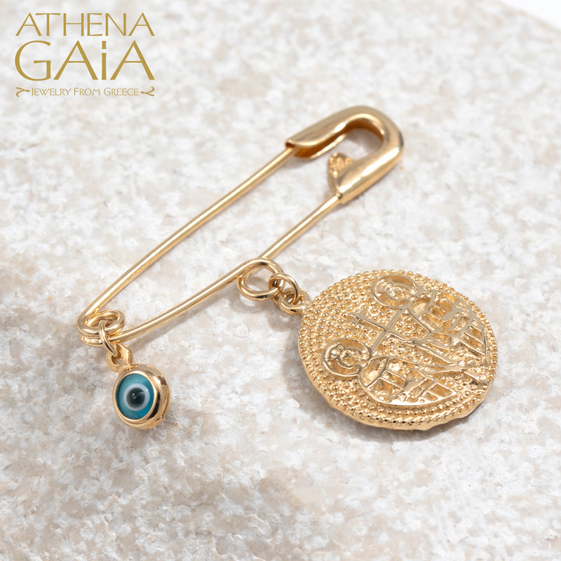 Justinian and Theodora Konstantinata with Mati Filakto/Phylactery/Martyrika Pin