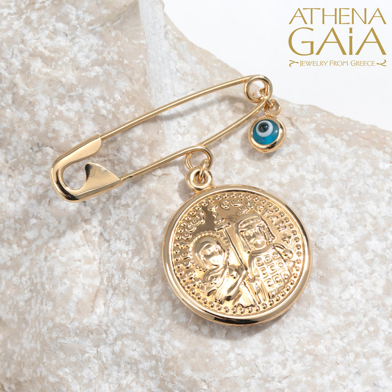 Konstantino and Eleni Cross with Mati Filakto/Phylactery/Martyrika Pin