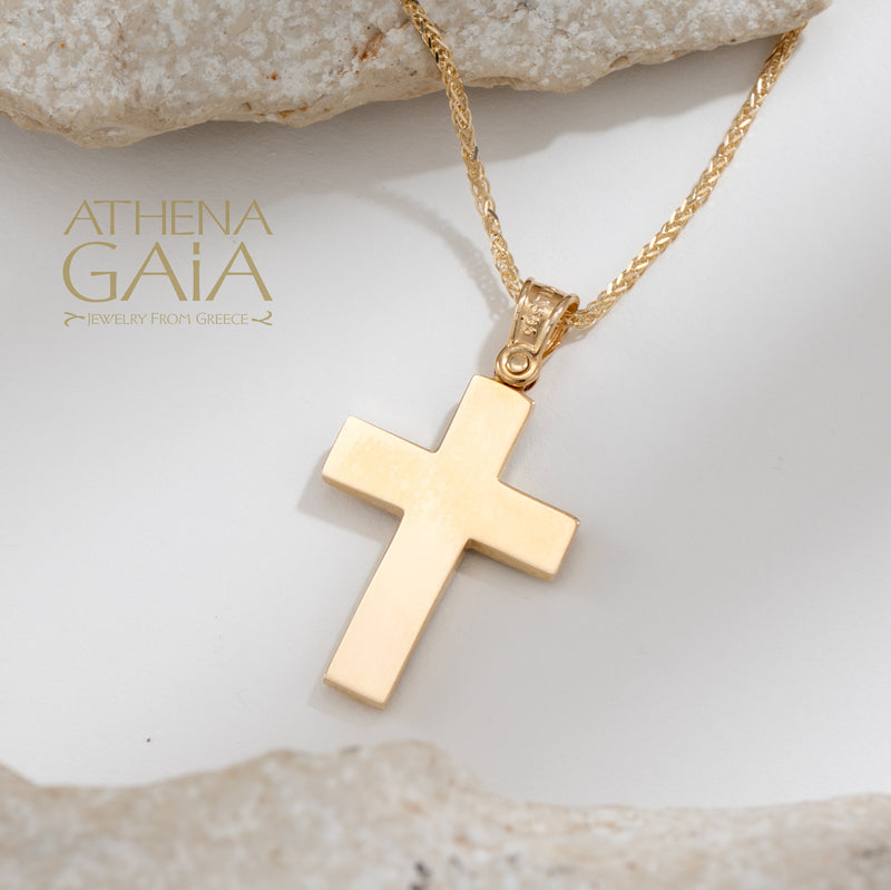 Two-Toned Inlay Cross -14k Gold - Latin Cross