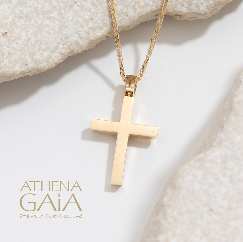 Rough Cross With Stones - 14k Gold - Latin Cross
