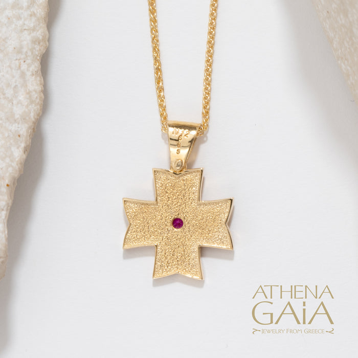 Al'Oro Maltese Cross With Stone
