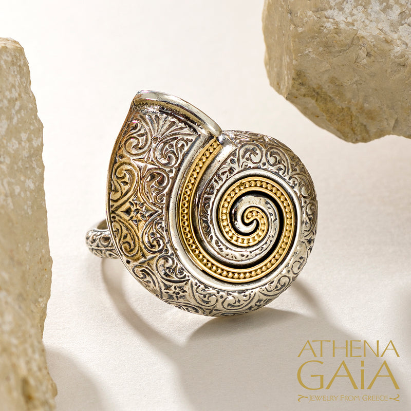 Thalassa Sea Snail Ring (Large) - 18k Gold & Sterling Silver Ring - Cocktail Ring