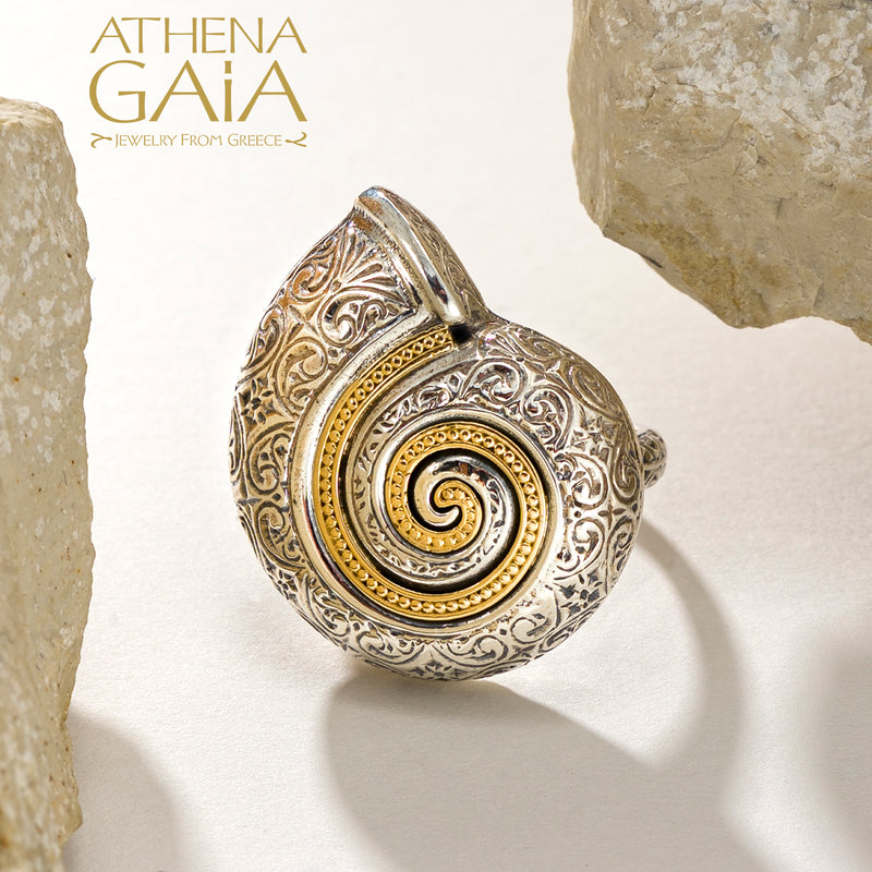 Thalassa Sea Snail Ring (Large) - 18k Gold & Sterling Silver Ring - Cocktail Ring