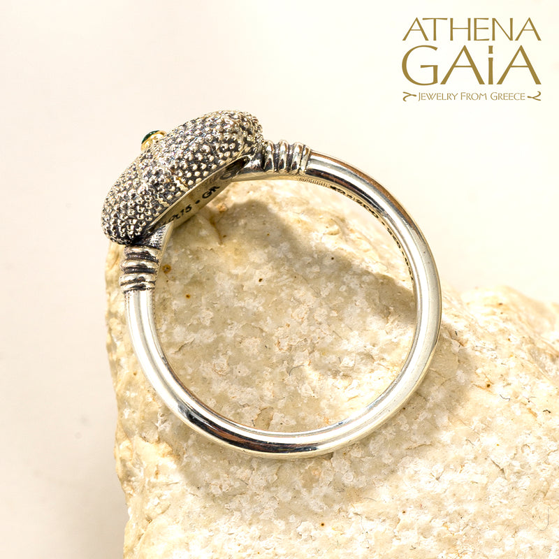Thalassa Sea Urchin with Stone Ring (Small) - 18k Gold & Sterling Silver Ring - Cocktail Ring