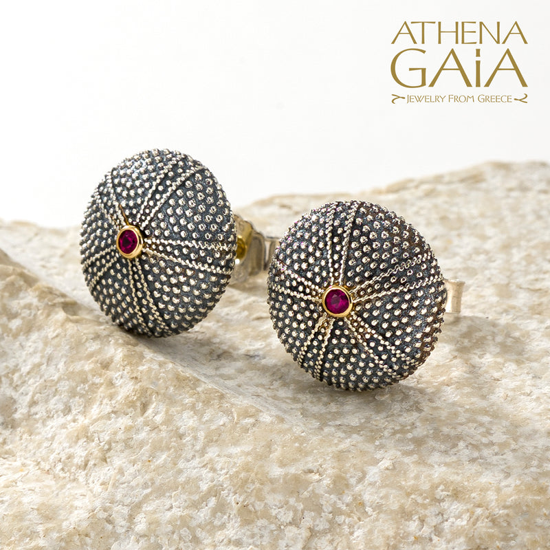 Thalassa Sea Urchin Post Earrings - 18k Gold & Sterling Silver Earrings