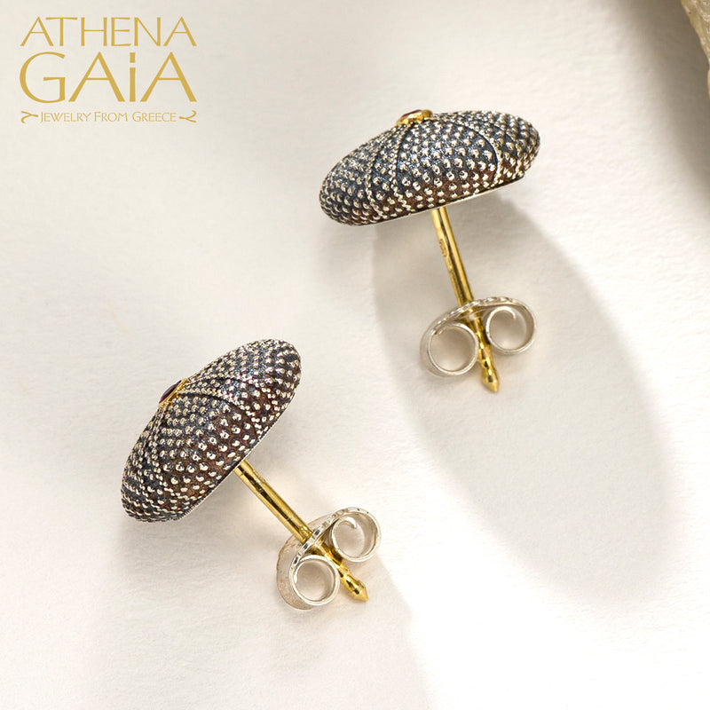 Thalassa Sea Urchin Post Earrings - 18k Gold & Sterling Silver Earrings