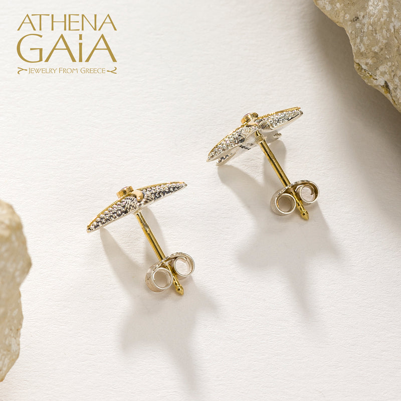 Thalassa Small Starfish with Stone Post Earrings - 18k Gold & Sterling Silver Earrings