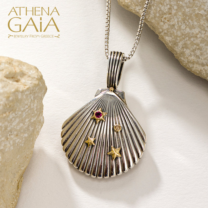 Thalassa Seashell Pendant - 18k Gold & Sterling Silver Pendant