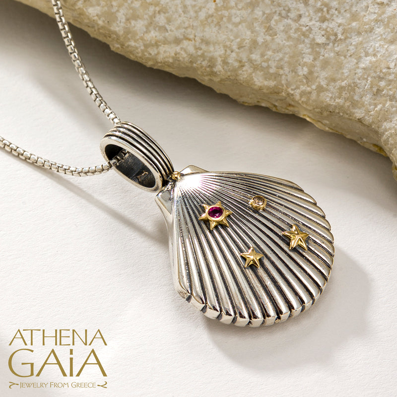 Thalassa Seashell Pendant - 18k Gold & Sterling Silver Pendant