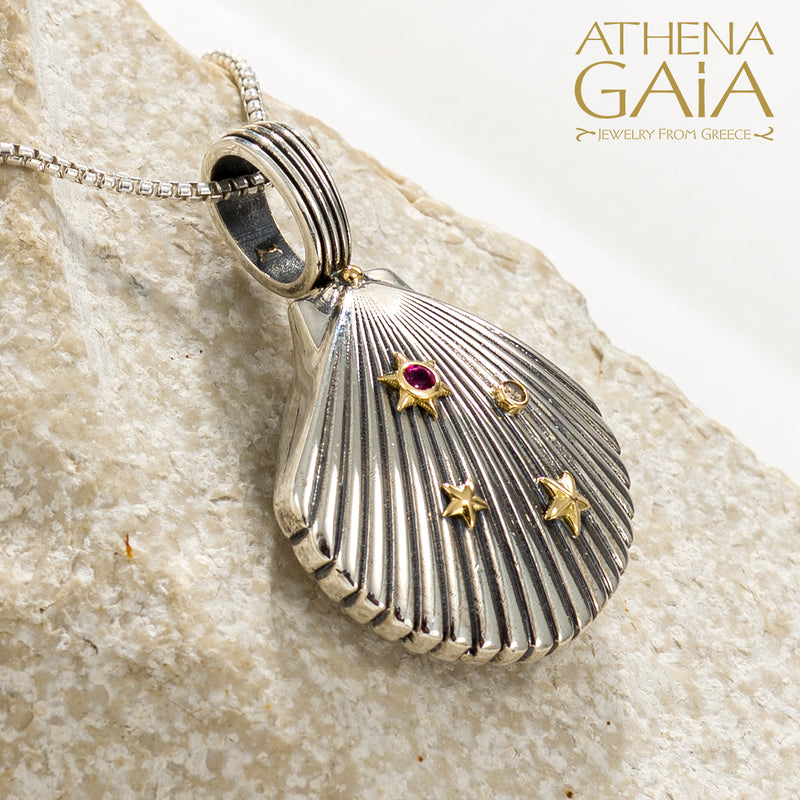Thalassa Seashell Pendant - 18k Gold & Sterling Silver Pendant