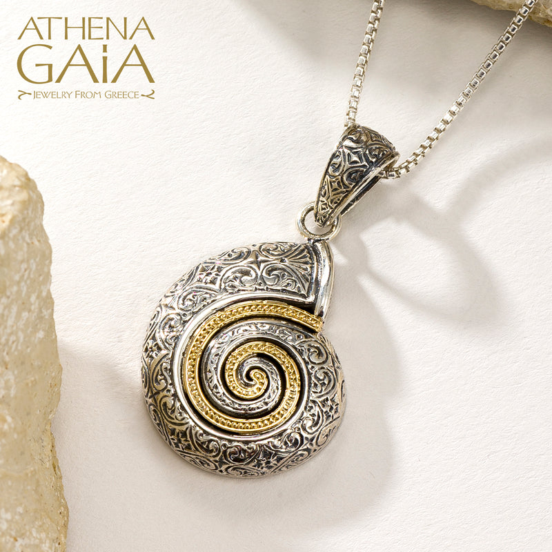 Thalassa Sea Snail Pendant - 18k Gold & Sterling Silver Pendant