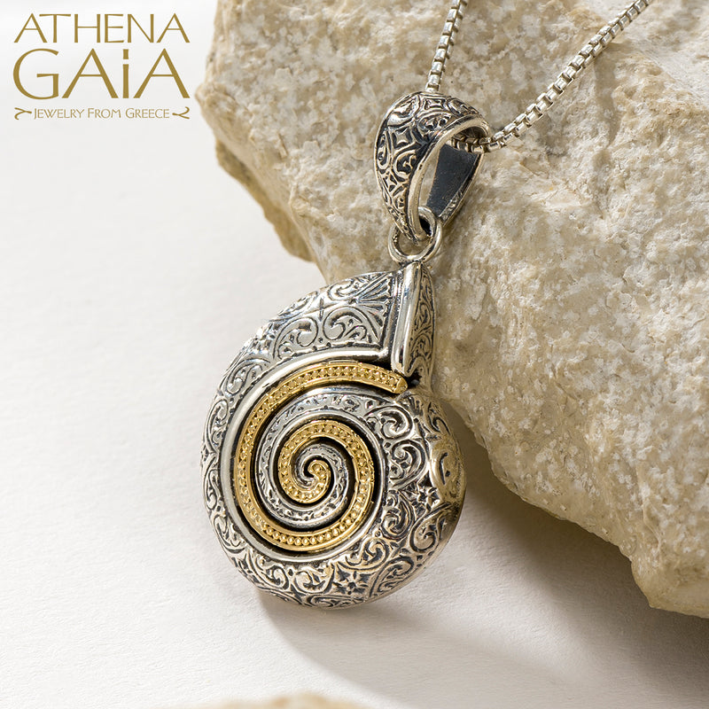 Thalassa Sea Snail Pendant - 18k Gold & Sterling Silver Pendant
