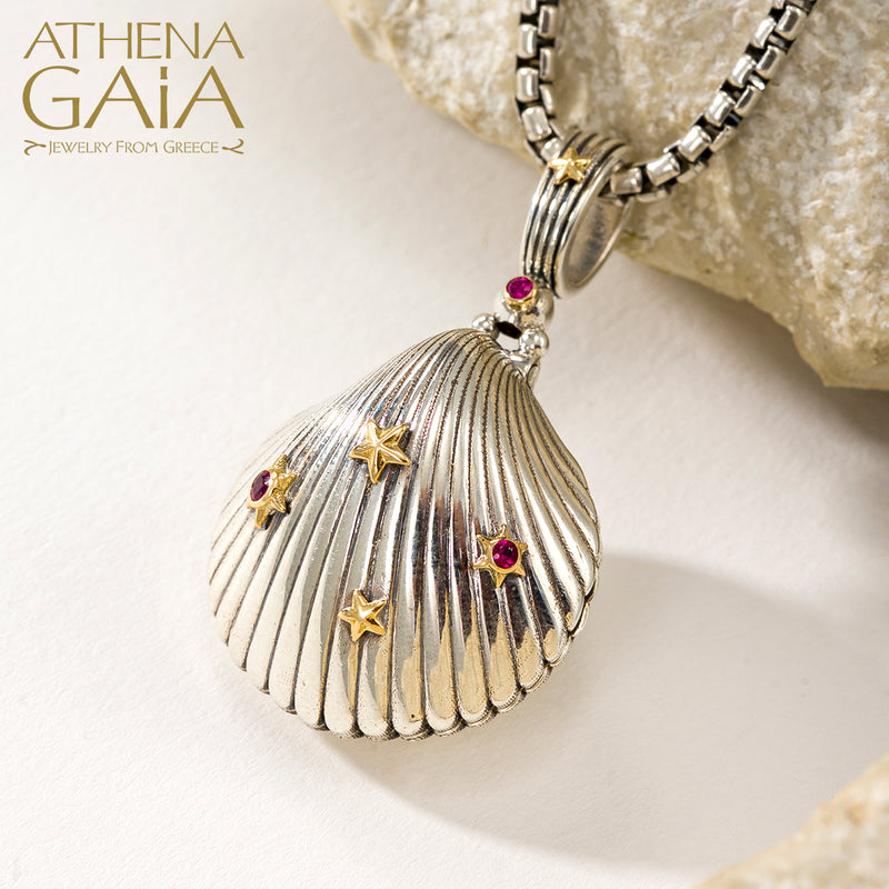 Thalassa Seashell Locket Pendant - 18k Gold & Sterling Silver Pendant