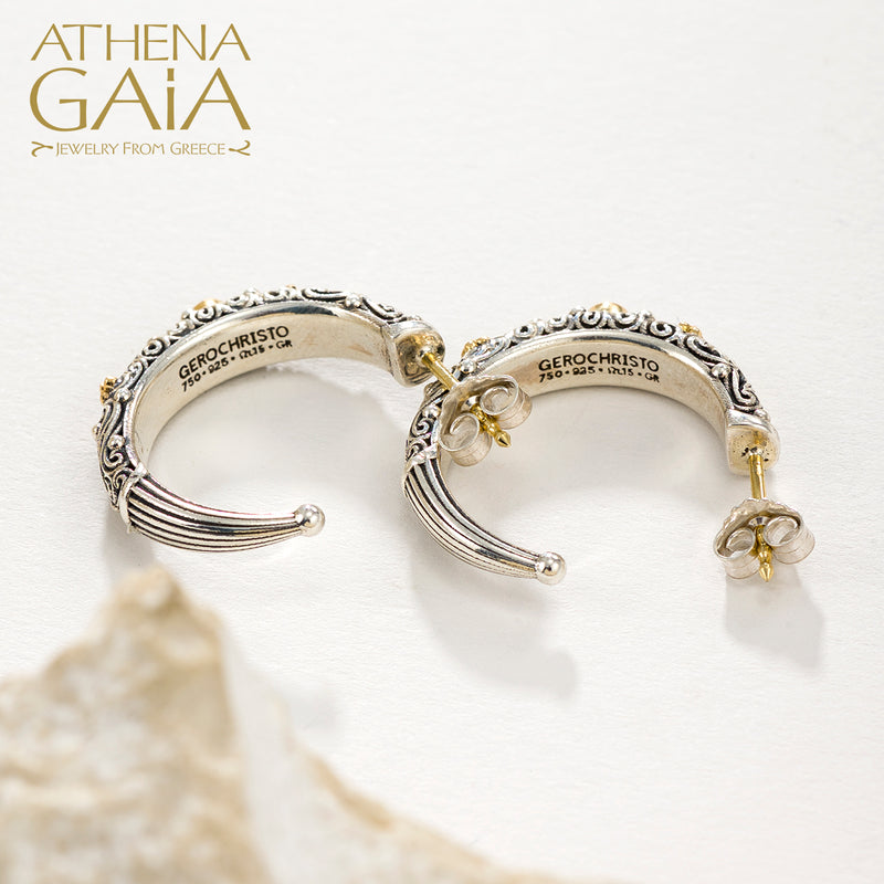 Meadow Breeze Small Stone Earrings - 18k Gold & Sterling Silver - Hoop Earrings