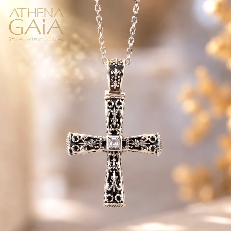 Pillars Orthodox Cross (Small) - Sterling Silver - Byzantine Cross