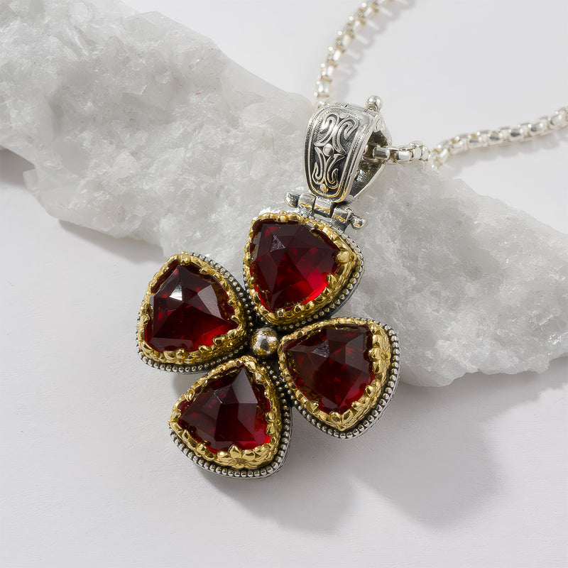 Pop Rocks Dione Flower Bezel Cross - Gold Plated Sterling Silver