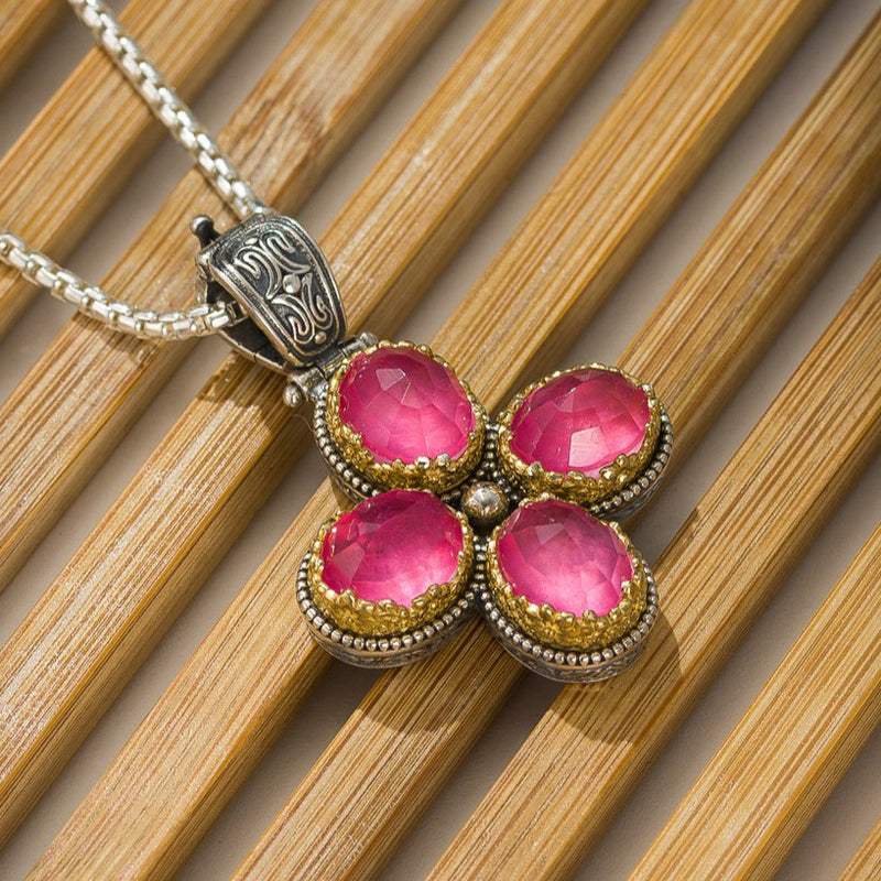 Pop Rocks Oval Dione Mini Cross - Gold Plated Sterling Silver