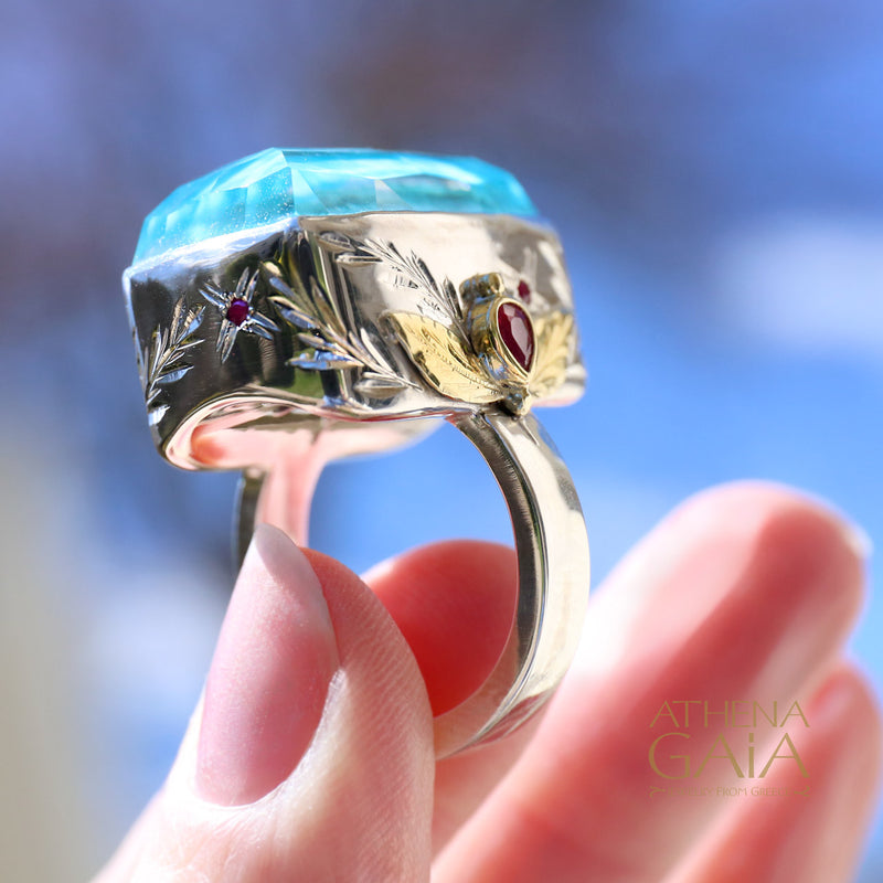 Big & Juicy Large Stone Ring - 18k Gold & Sterling Silver Doublet Ring - Cocktail Ring