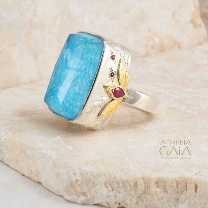 Big & Juicy Large Stone Ring - 18k Gold & Sterling Silver Doublet Ring - Cocktail Ring