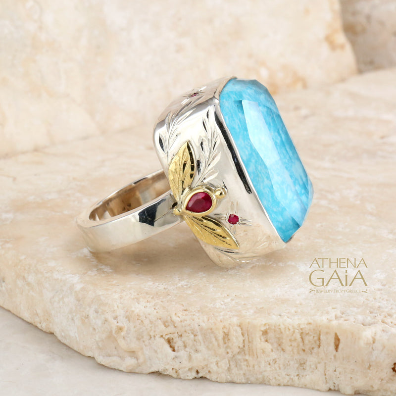 Big & Juicy Large Stone Ring - 18k Gold & Sterling Silver Doublet Ring - Cocktail Ring