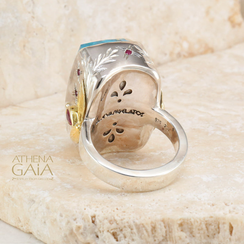 Big & Juicy Large Stone Ring - 18k Gold & Sterling Silver Doublet Ring - Cocktail Ring