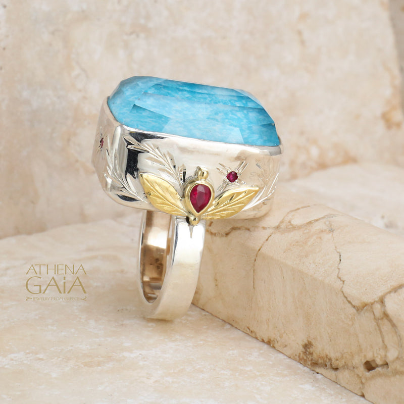 Big & Juicy Large Stone Ring - 18k Gold & Sterling Silver Doublet Ring - Cocktail Ring